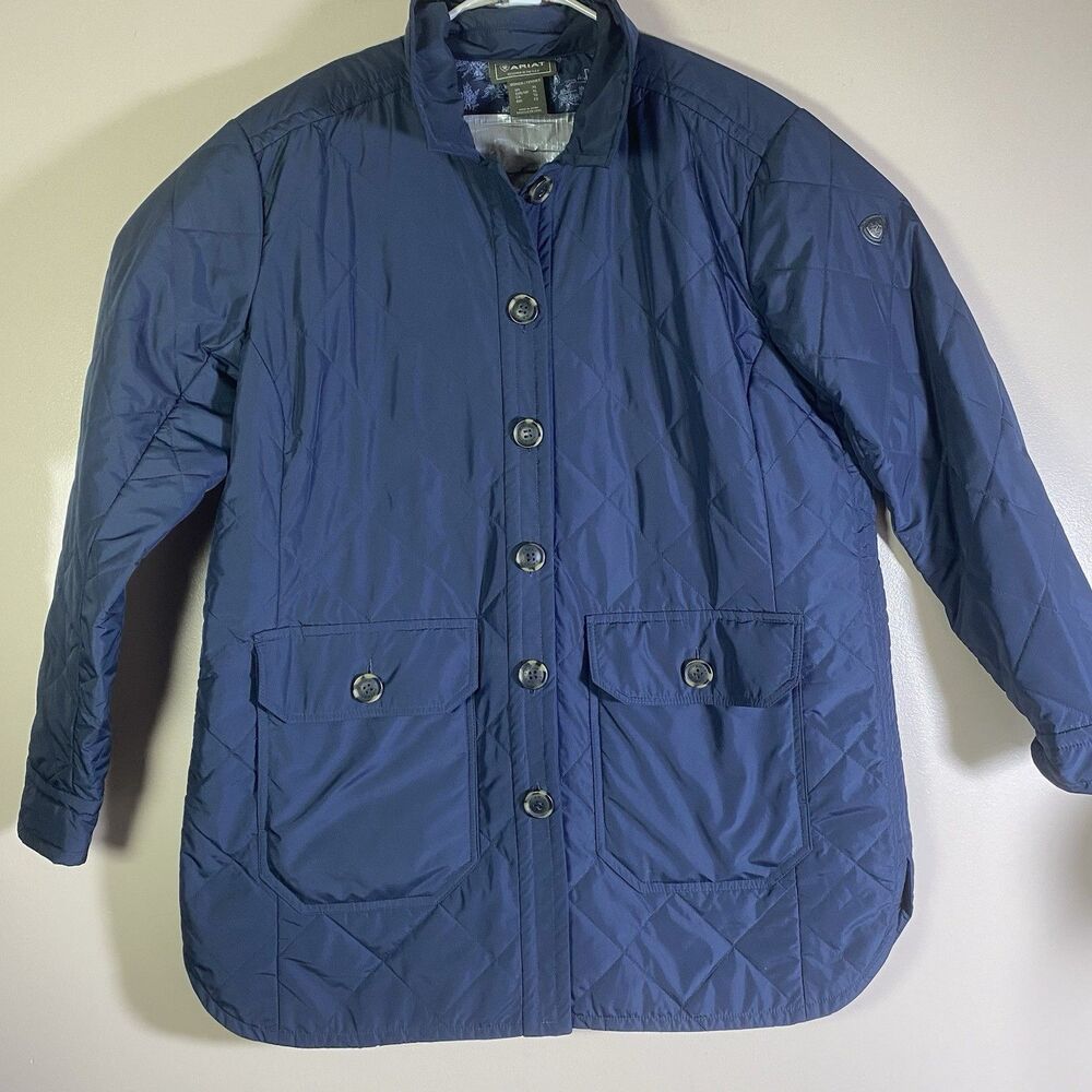 Ariat Women's Belmont Shirt Jacket Navy Diamond Quilt Size XL Flawed